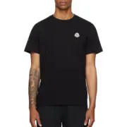 【預售】【福利回饋】Moncler 簡約素色羊毛刺繡小標 短袖T恤素T 黑色/白色：圖片 2
