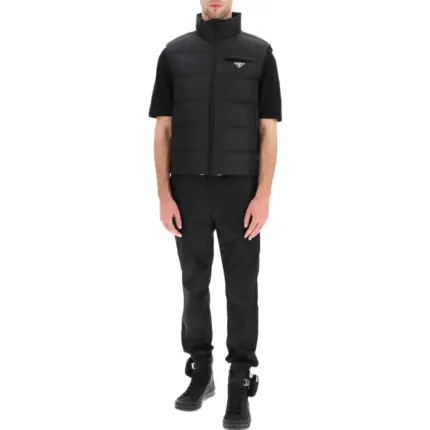 PRA 21SS 素色簡約 三角標小logo 白鴨絨羽絨背心馬甲