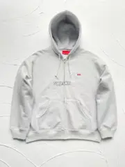 【預售】Sup FW24 Small Box Zip Up Hooded 刺繡小標拉鍊夾克連帽外套 黑色/灰色：圖片 4