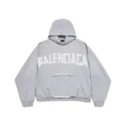 【現貨】巴黎 BLC 24FW 秀款 膠帶 繃帶logo 水洗做舊 破壞 帽T連帽衛衣帽衫 灰色：圖片 2