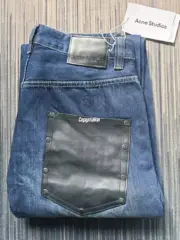 【預售】Acne Studios 24FW 泥染拼色皮標 2023M 單寧牛仔褲寬版工裝褲 baggy：圖片 9