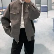 M1U M1U 24FW 繆繆 字母Logo貼布刺繡 格紋千鳥格 立領夾克外套：圖片 3