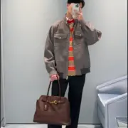 M1U M1U 24FW 繆繆 字母Logo貼布刺繡 格紋千鳥格 立領夾克外套：圖片 4