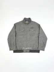 M1U M1U 24FW 繆繆 字母Logo貼布刺繡 格紋千鳥格 立領夾克外套：圖片 6