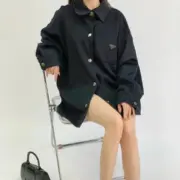 PRA 22FW 純羊絨100% 三角標 襯衫 夾克 外套 OVERSIZE：圖片 3