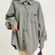 PRA 22FW 純羊絨100% 三角標 襯衫 夾克 外套 OVERSIZE：圖片 4