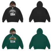 【預售】Sup x MM6 Maison Margiela SS25 聯名 火焰骷髏字母 拉鍊夾克連帽外套 黑色/綠色：圖片 2