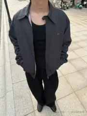 【預售】【原廠面料】PRA 25SS 拼色撞色 字母小logo 簡約 拉鍊夾克外套 三色 短寬版型：圖片 7