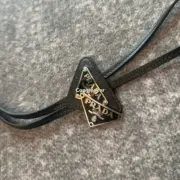 【現貨】PRA 20SS Bolo 原廠三角牌三角標徽章皮革 領結 領帶 黑色：圖片 8