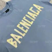 巴黎 BLC 23SS 秀款 膠帶 繃帶logo 水洗做舊 破壞 短袖T恤 藍灰色：圖片 13