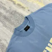 巴黎 BLC 23SS 秀款 膠帶 繃帶logo 水洗做舊 破壞 短袖T恤 藍灰色：圖片 14