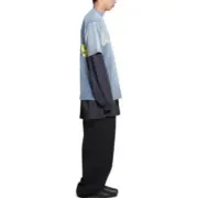 巴黎 BLC 23SS 秀款 膠帶 繃帶logo 水洗做舊 破壞 短袖T恤 藍灰色