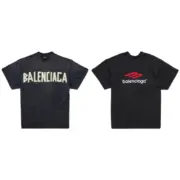 【現貨】巴黎 BLC 24SS 膠帶 繃帶logo 3B刺繡字母 前後穿兩用式 拼接短袖T恤：圖片 2