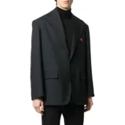 【現貨】巴黎 BLC 22FW 萬事達刺繡logo 復古 棉服西裝夾克外套：圖片 3