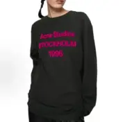 【預售年後出貨】Acne Studios 26SS 1996 植絨刺繡水洗做舊經典logo 圓領純棉短袖T恤：圖片 2