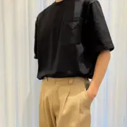 PRA 24SS Ripped-Triangle 三角標貼布 水洗 簡約素色 短袖T恤：圖片 5