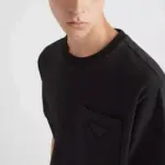 PRA 24SS Ripped-Triangle 三角標貼布 水洗 簡約素色 短袖T恤