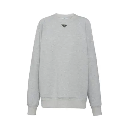 【預售】【2026新年福利】PRA 23FW 素色簡約 三角標小logo 鐵牌 大學T圓領衛衣長袖 灰色