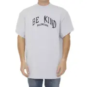 【福利回饋】巴黎 BLC 23SS Be kind 補丁刺繡做舊破壞 logo字母 短袖T恤 灰色