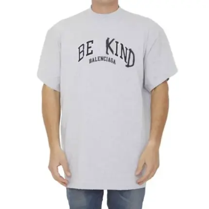 【福利回饋】巴黎 BLC 23SS Be kind 補丁刺繡做舊破壞 logo字母 短袖T恤 灰色