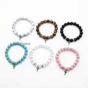 【現貨】【福利回饋免運】Chrome Hearts 十字花貓眼石黑曜石瑪瑙石 十字架手鍊手環 克羅心：圖片 2