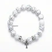 【現貨】【福利回饋免運】Chrome Hearts 十字花貓眼石黑曜石瑪瑙石 十字架手鍊手環 克羅心：圖片 4