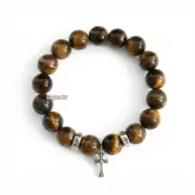 【現貨】【福利回饋免運】Chrome Hearts 十字花貓眼石黑曜石瑪瑙石 十字架手鍊手環 克羅心：圖片 7