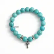 【現貨】【福利回饋免運】Chrome Hearts 十字花貓眼石黑曜石瑪瑙石 十字架手鍊手環 克羅心：圖片 8